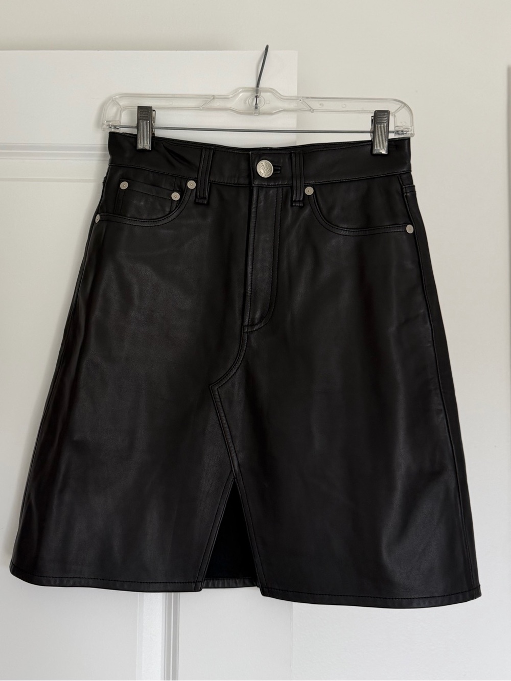 RAG & BONE LAMBSKIN LEATHER MINI SKIRT